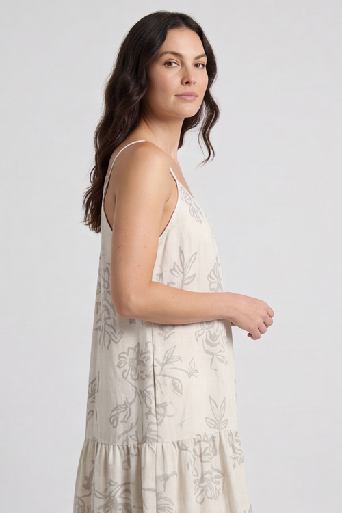 Oswin Print Strap Off White Dress - Image 1