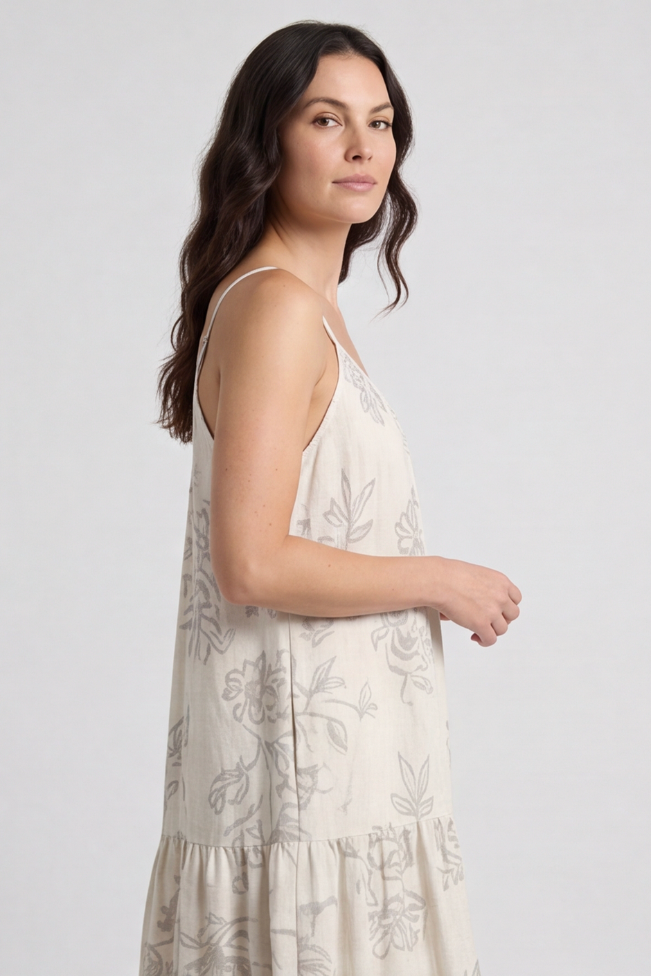 Oswin Print Strap Off White Dress