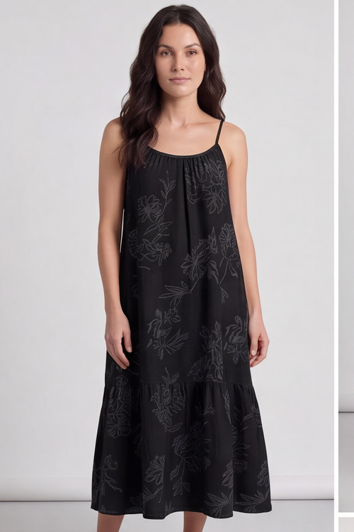 Oswin Print Strap Charcoal Dress - Image 3