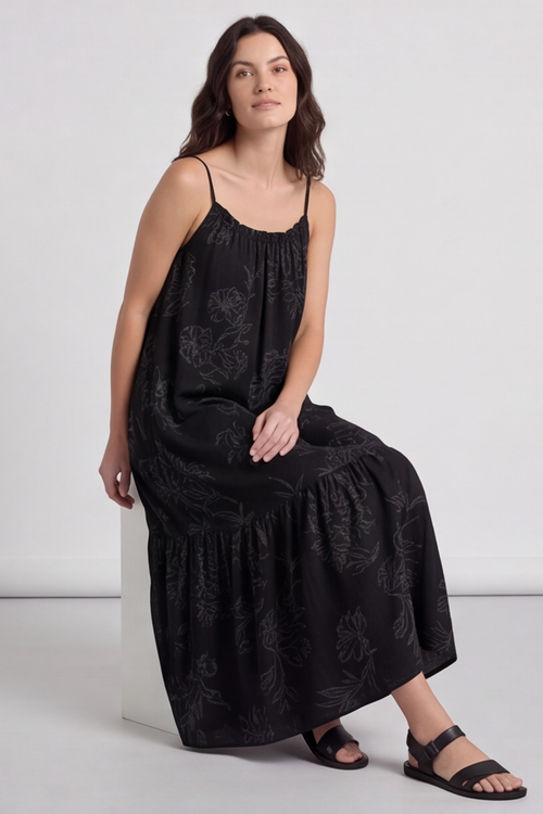 Oswin Print Strap Charcoal Dress - Image 6