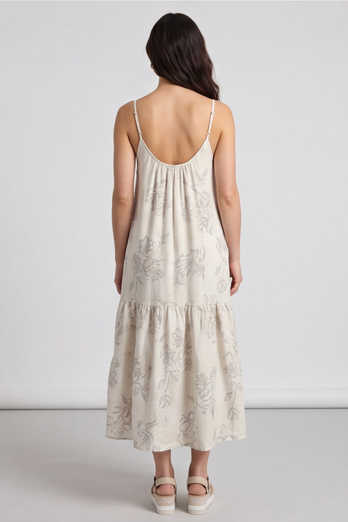 Oswin Print Strap Off White Dress - Image 4
