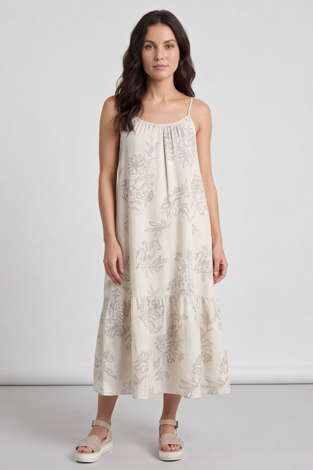 Oswin Print Strap Off White Dress