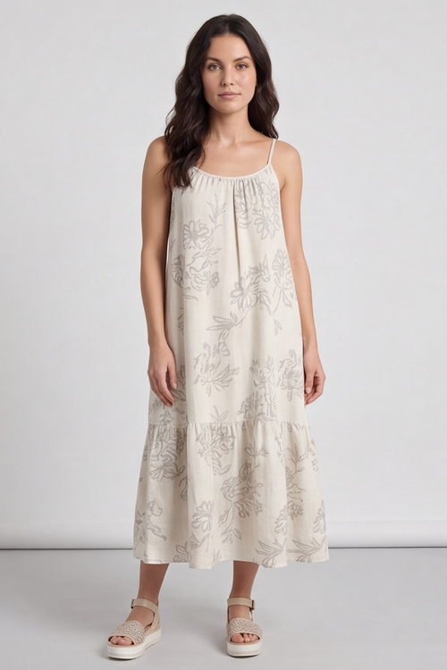 Oswin Print Strap Off White Dress - Image 2