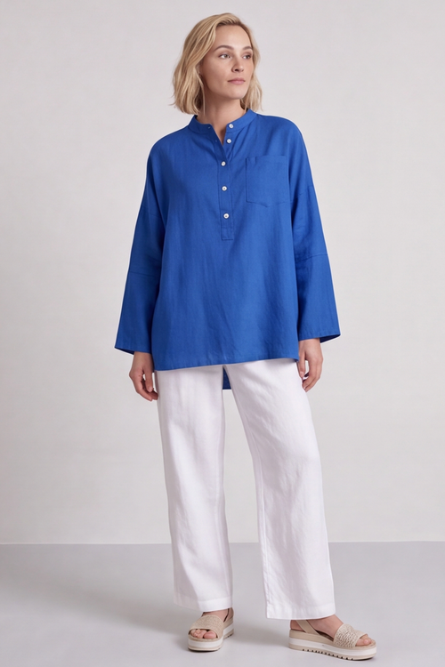 Adrielle Linen Shirt Colbalt - Image 2