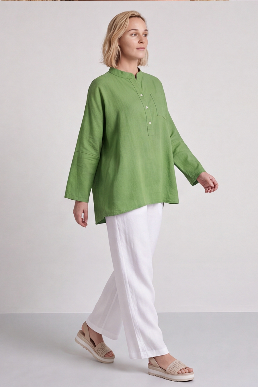 Adrielle Linen Shirt Green