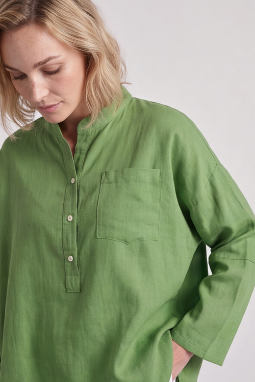 Adrielle Linen Shirt Green - Image 2