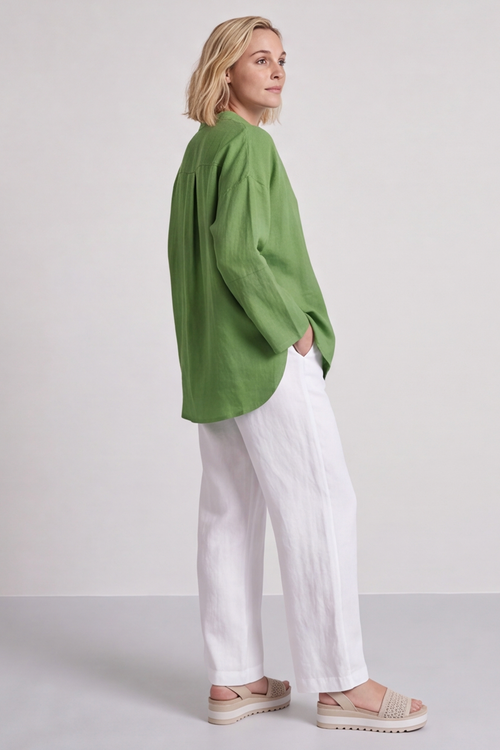 Adrielle Linen Shirt Green - Image 6