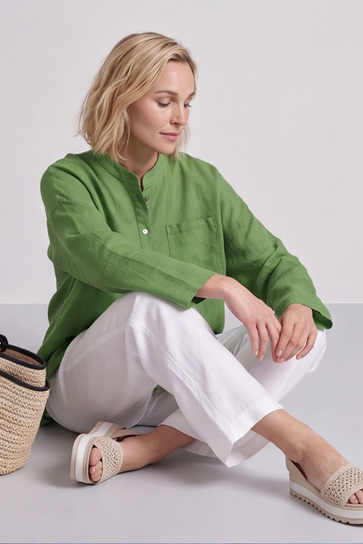 Adrielle Linen Shirt Green