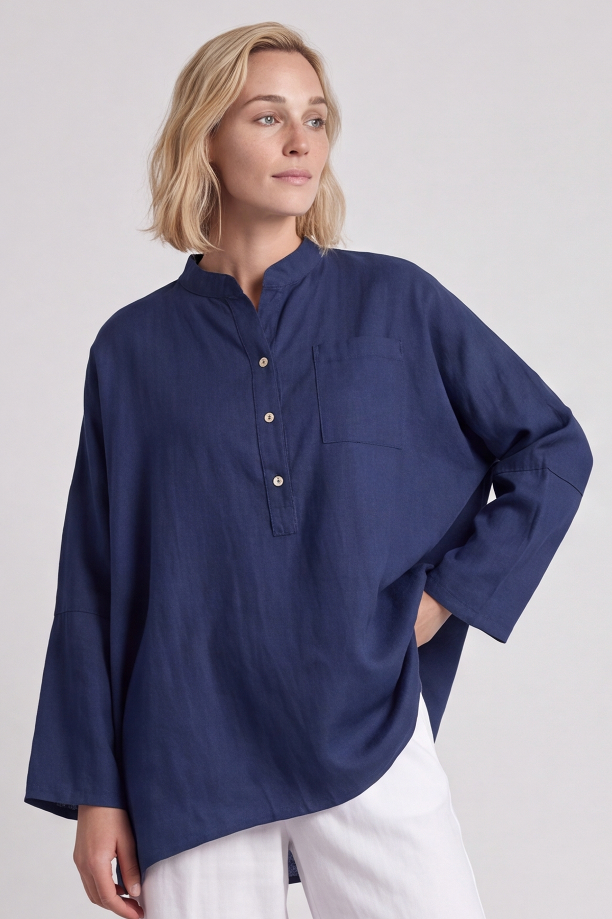 Adrielle Linen Shirt Navy