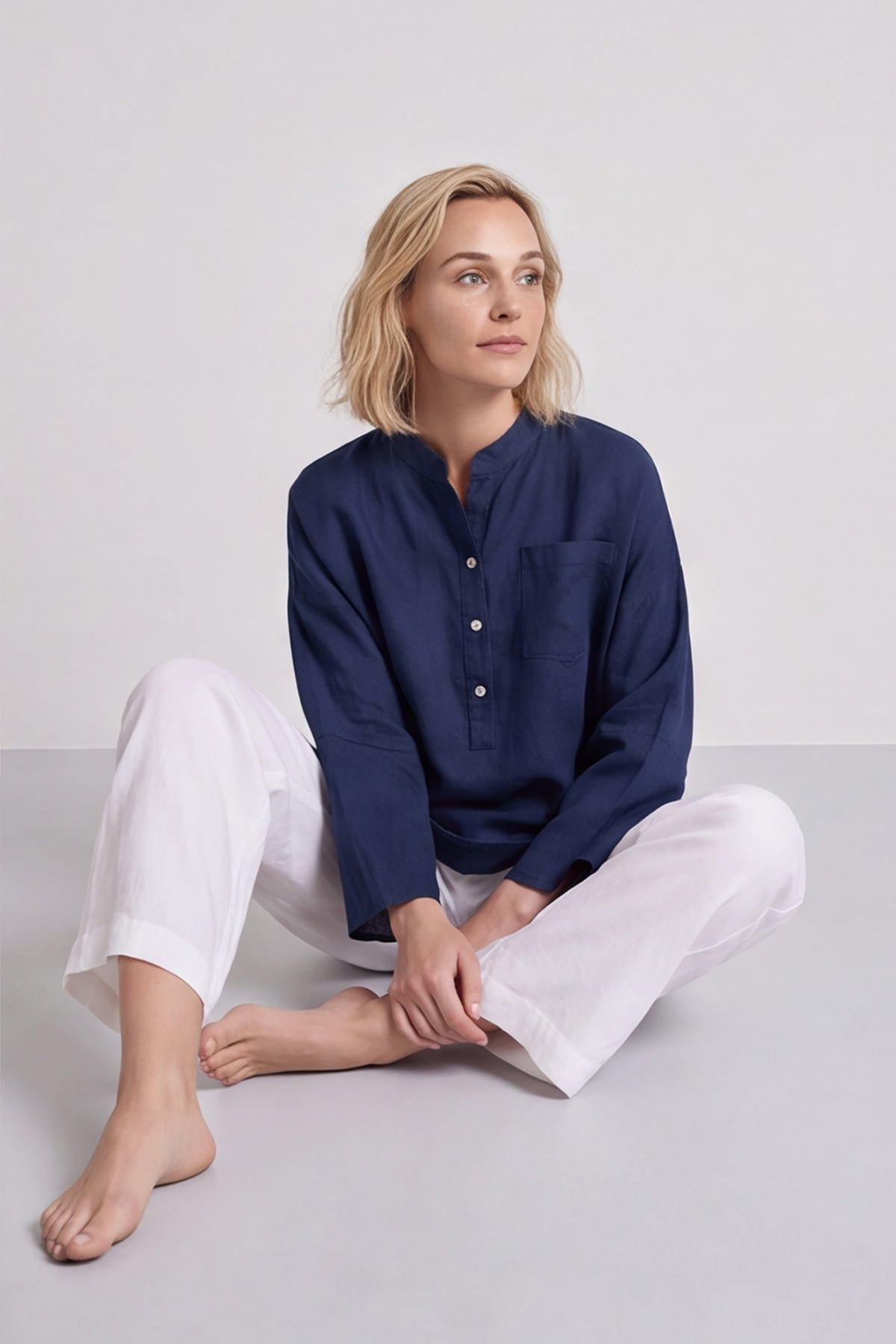 Adrielle Linen Shirt Navy