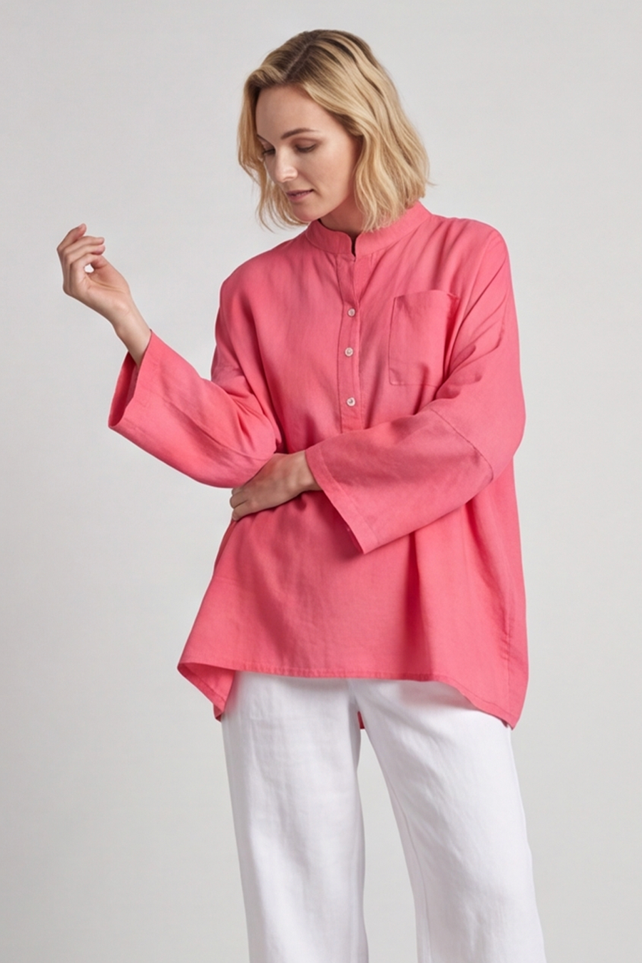 Adrielle Linen Shirt Hot Pink
