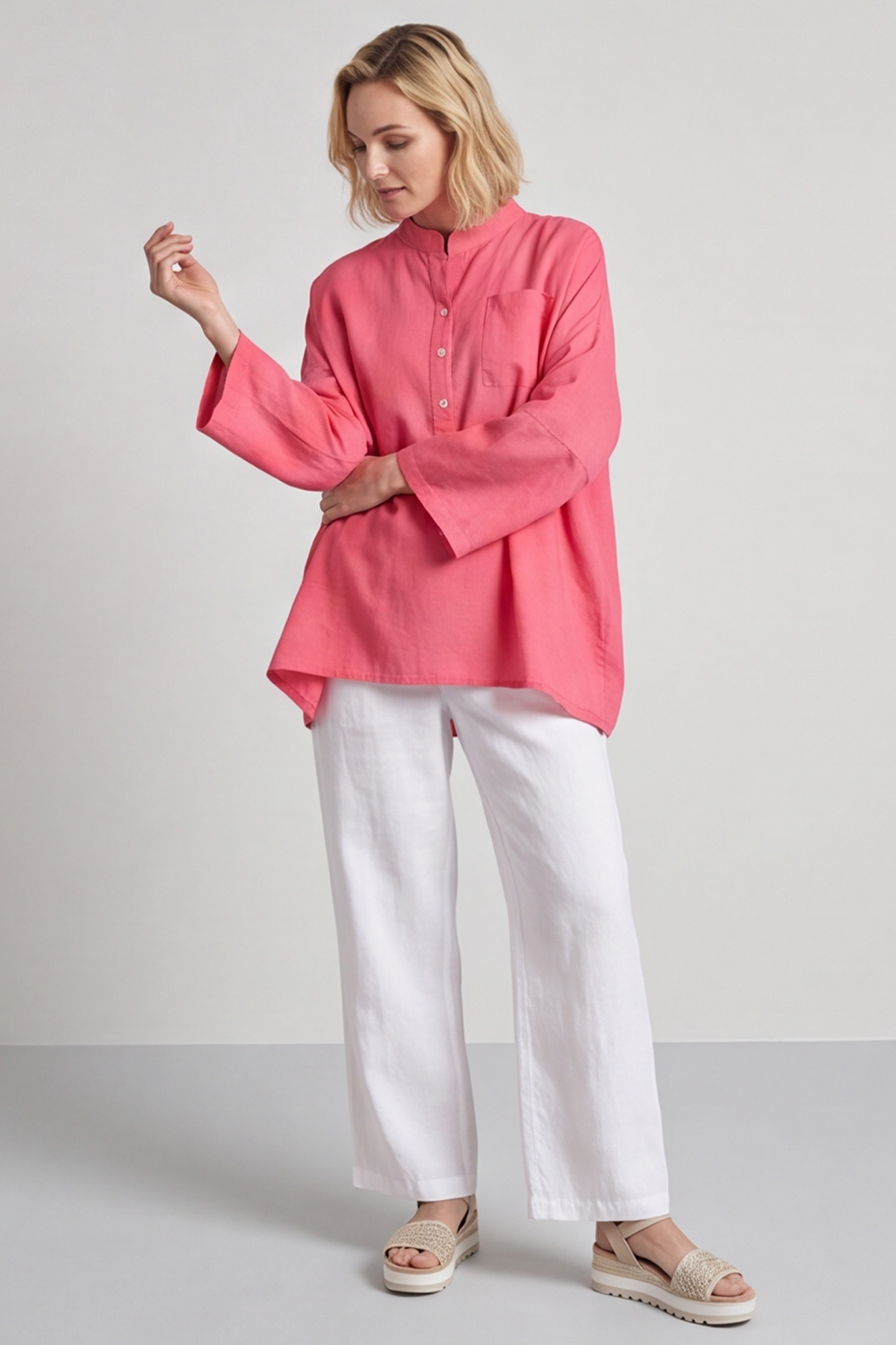 Adrielle Linen Shirt Hot Pink