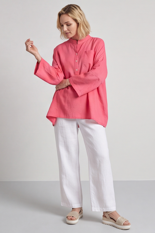 Adrielle Linen Shirt Hot Pink - Image 3