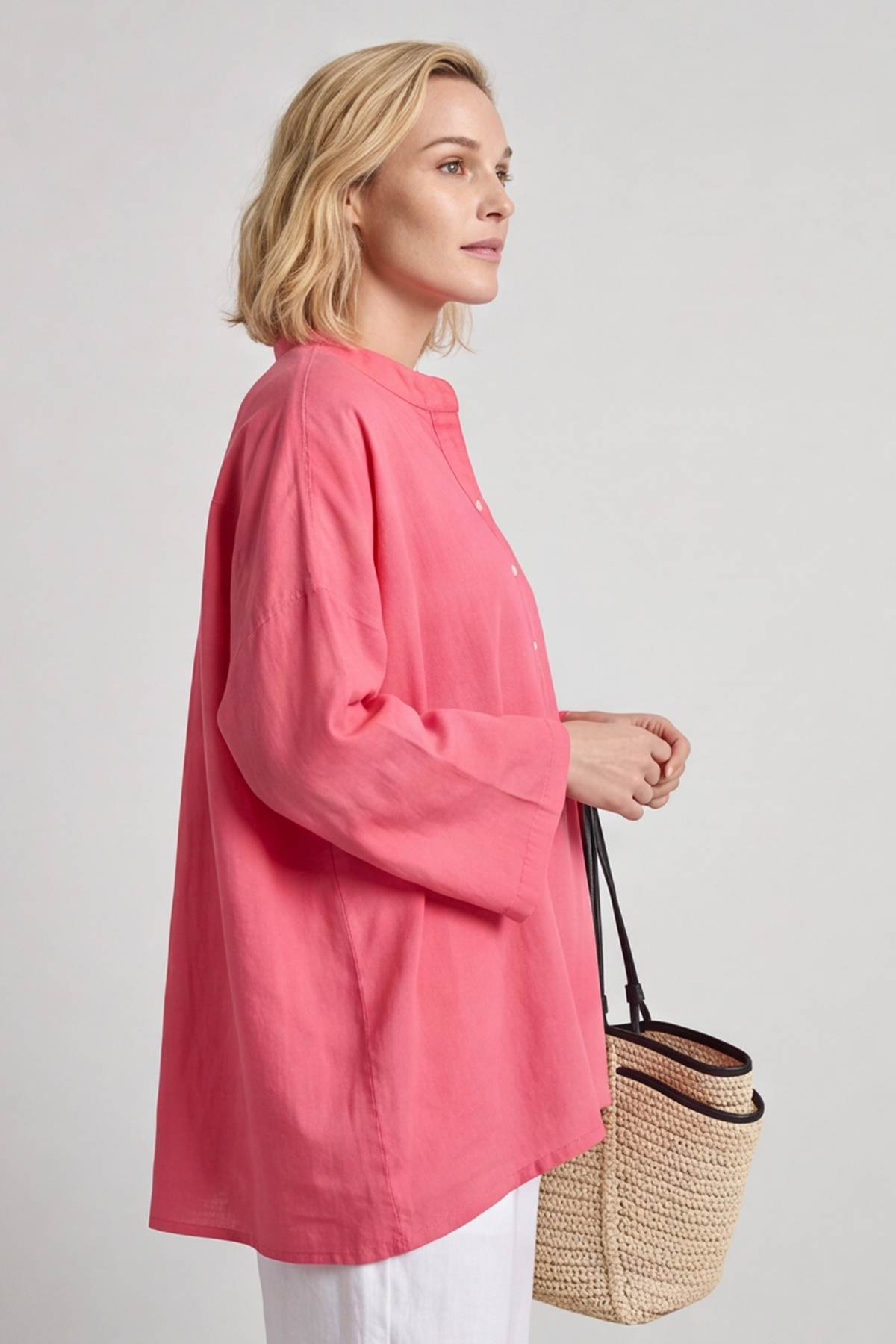 Adrielle Linen Shirt Hot Pink
