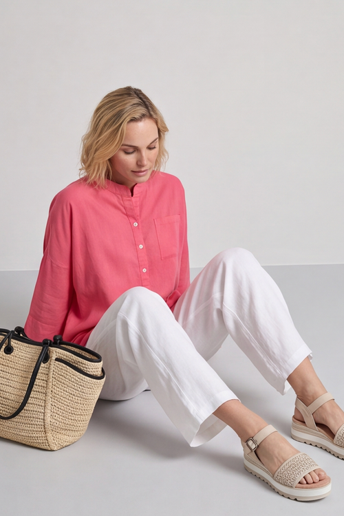 Adrielle Linen Shirt Hot Pink - Image 5