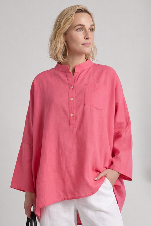 Adrielle Linen Shirt Hot Pink - Image 7