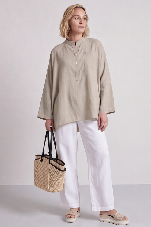 Adrielle Linen Shirt Stone - Image 4