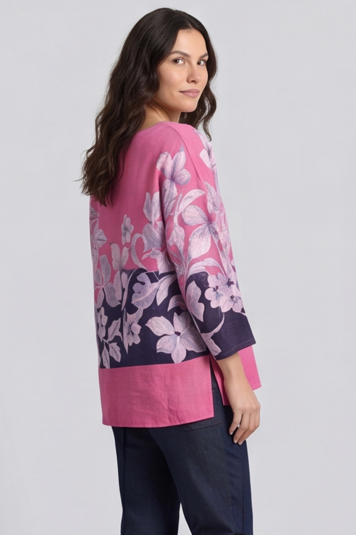 Paitlyn Print Cotton Top Fuchsia