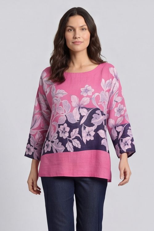 Paitlyn Print Cotton Top Fuchsia - Image 3