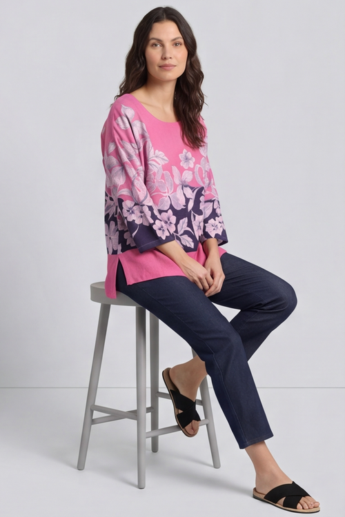 Paitlyn Print Cotton Top Fuchsia - Image 4