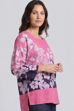 Paitlyn Print Cotton Top Fuchsia