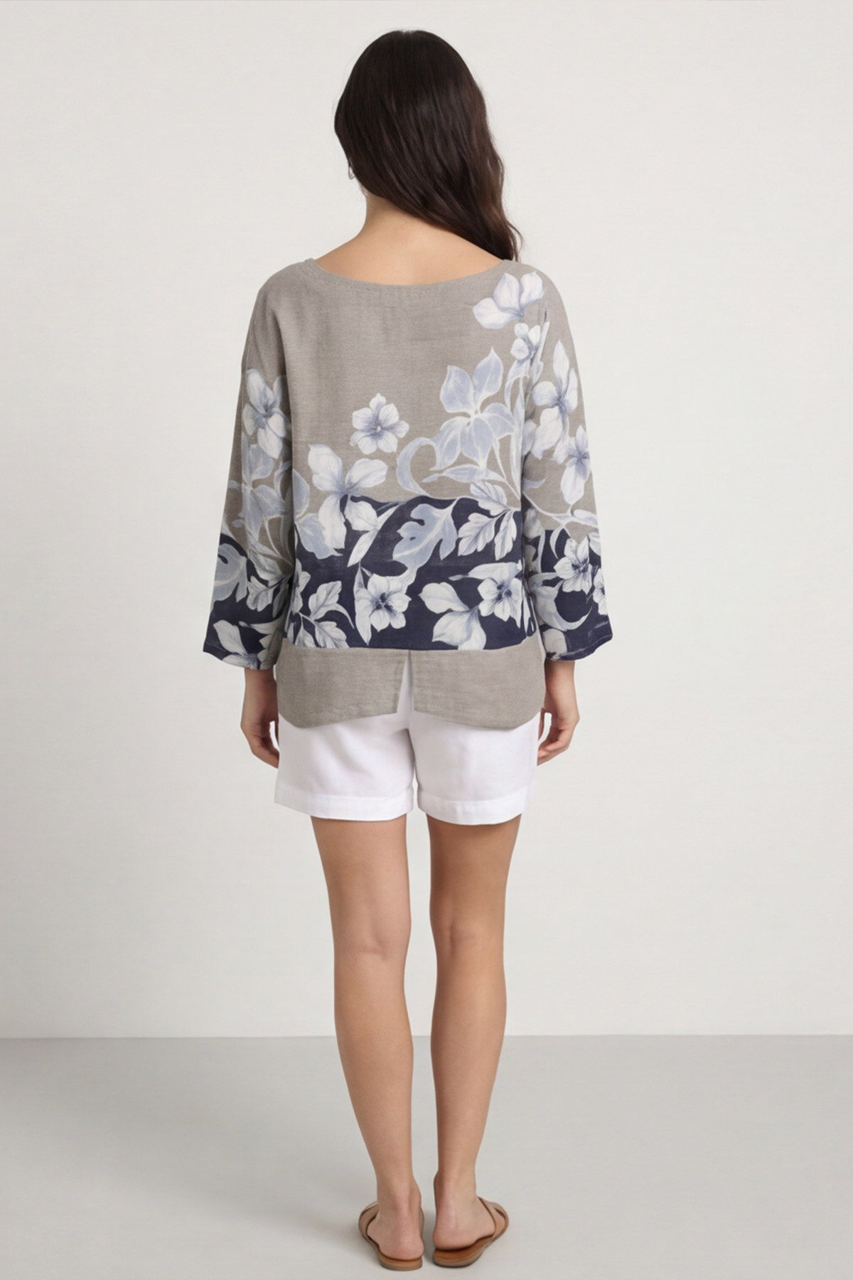 Paitlyn Print Cotton Top Mocha