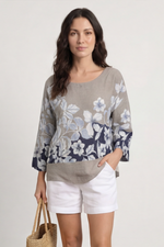 Paitlyn Print Cotton Top Mocha Mocha - Paitlyn Print Cotton Top Mocha