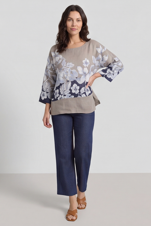 Paitlyn Print Cotton Top Mocha - Image 4