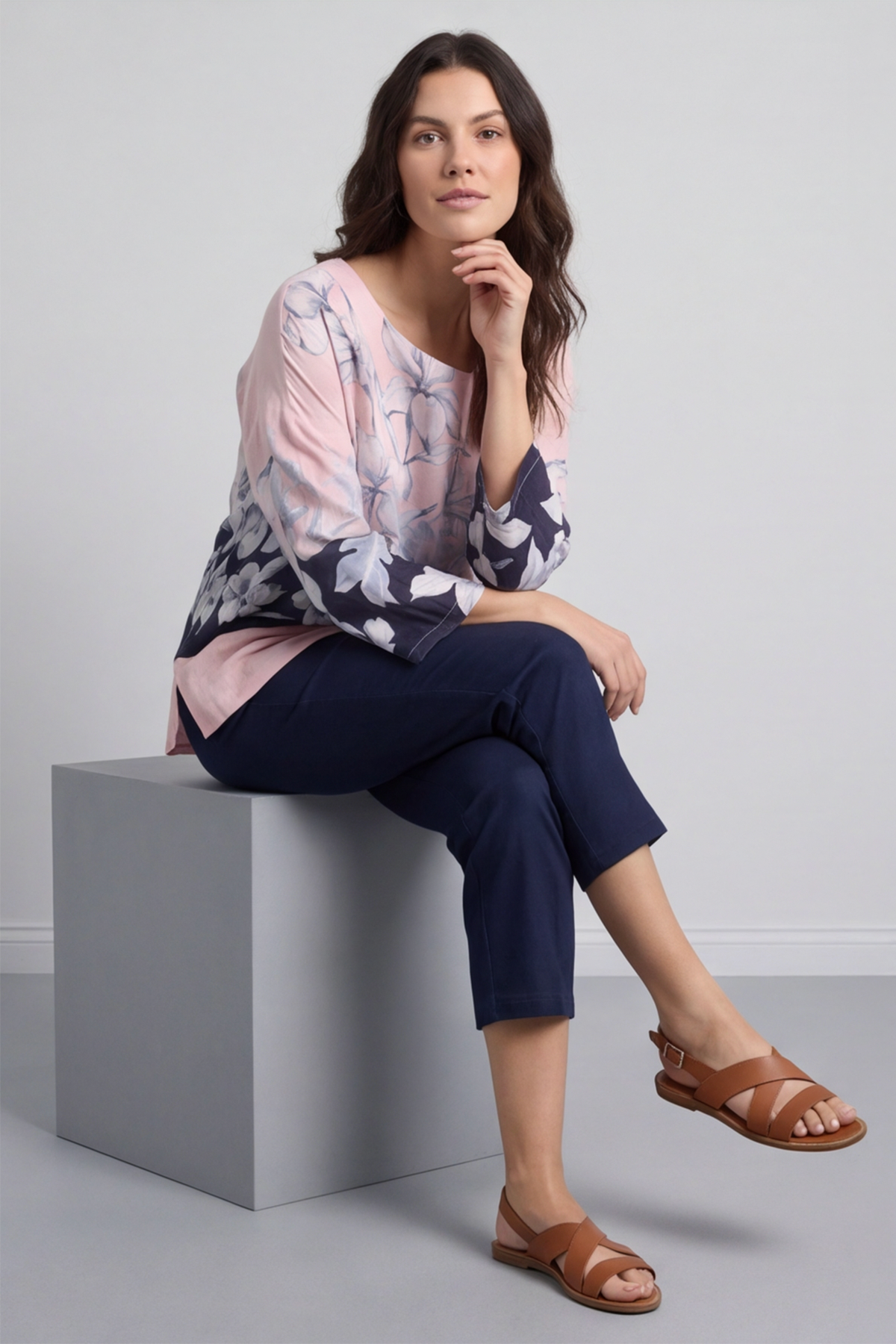 Paitlyn Print Cotton Top Pink