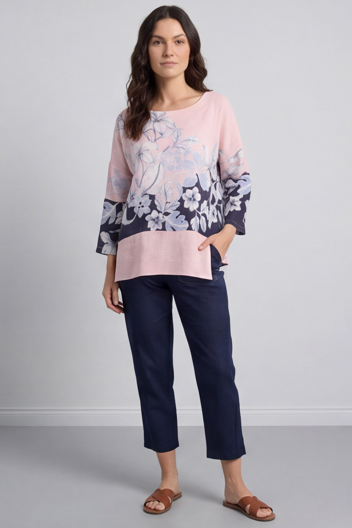 Paitlyn Print Cotton Top Pink