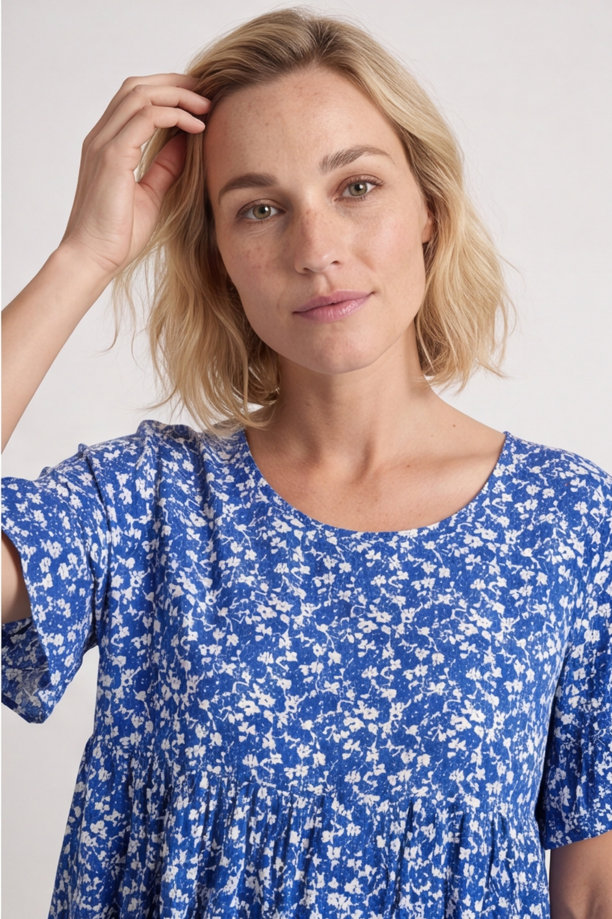 Pamber Ditsy Print Tunic Cobalt