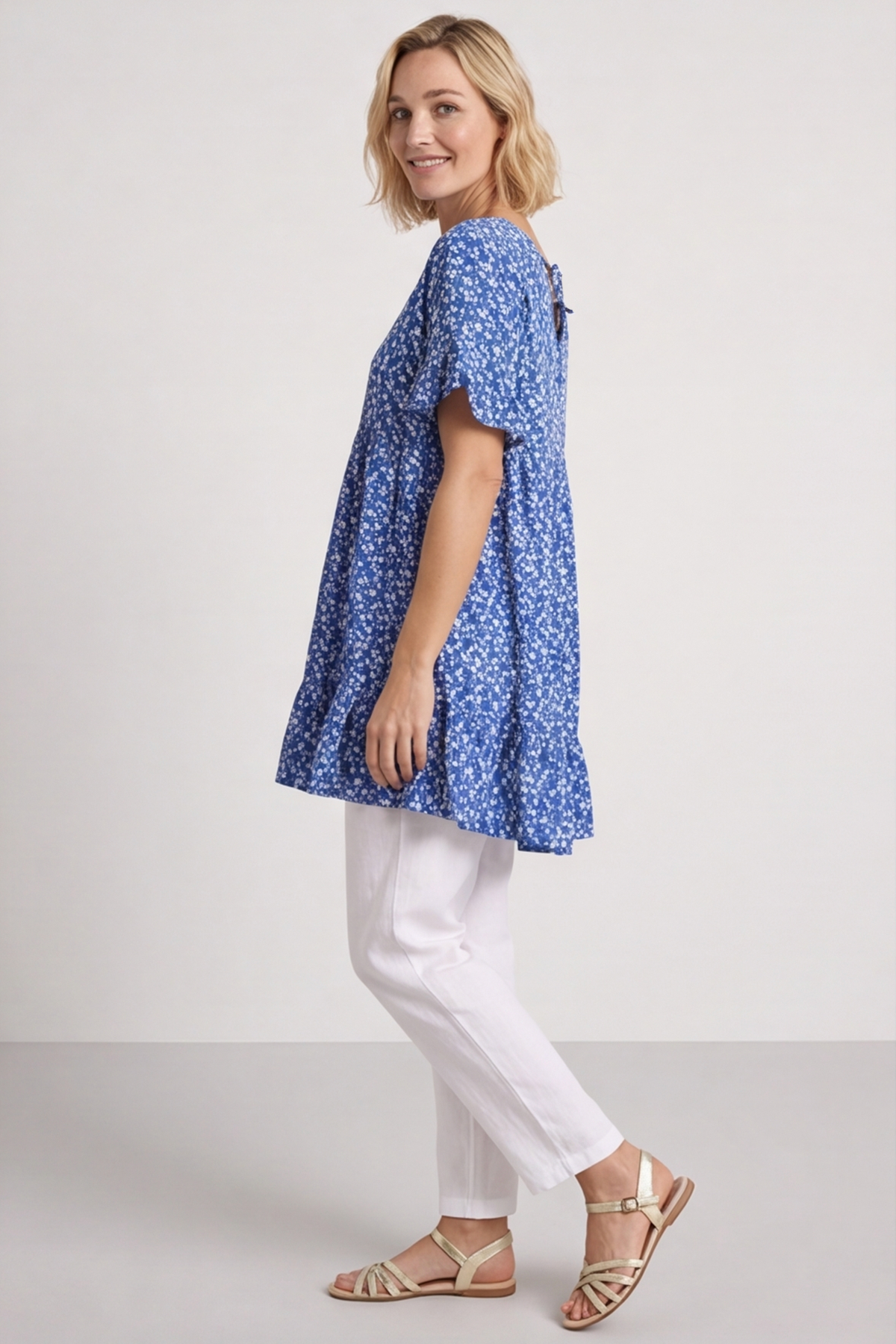 Pamber Ditsy Print Tunic Cobalt