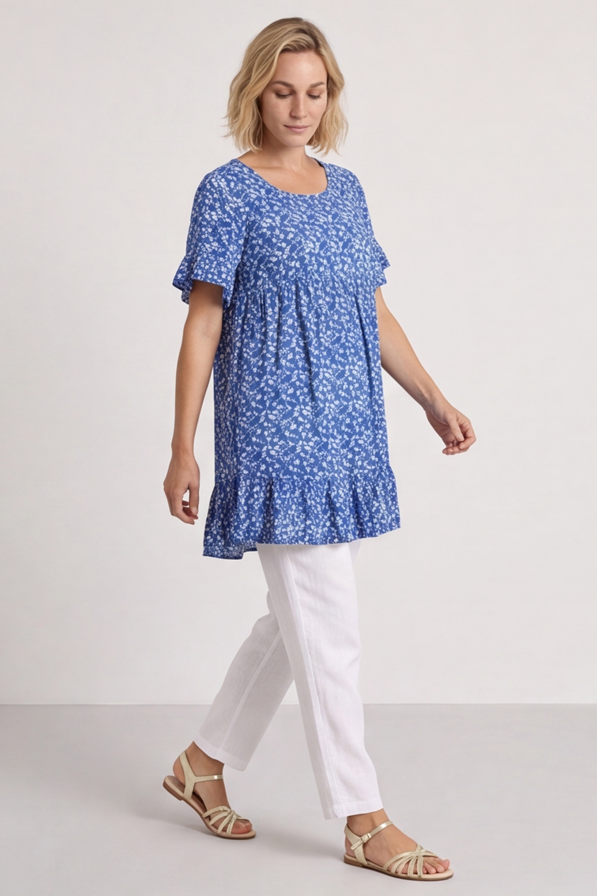 Pamber Ditsy Print Tunic Cobalt
