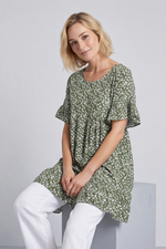 Pamber Ditsy Print Tunic Khaki Khaki - Pamber Ditsy Print Tunic Khaki