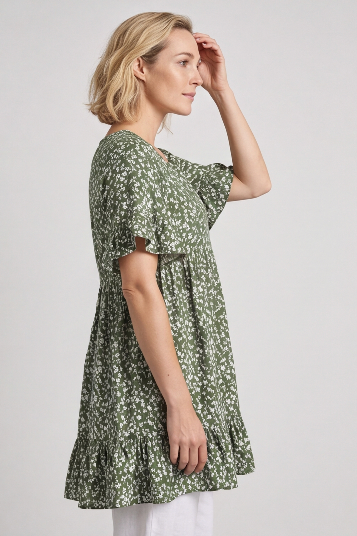 Pamber Ditsy Print Tunic Khaki