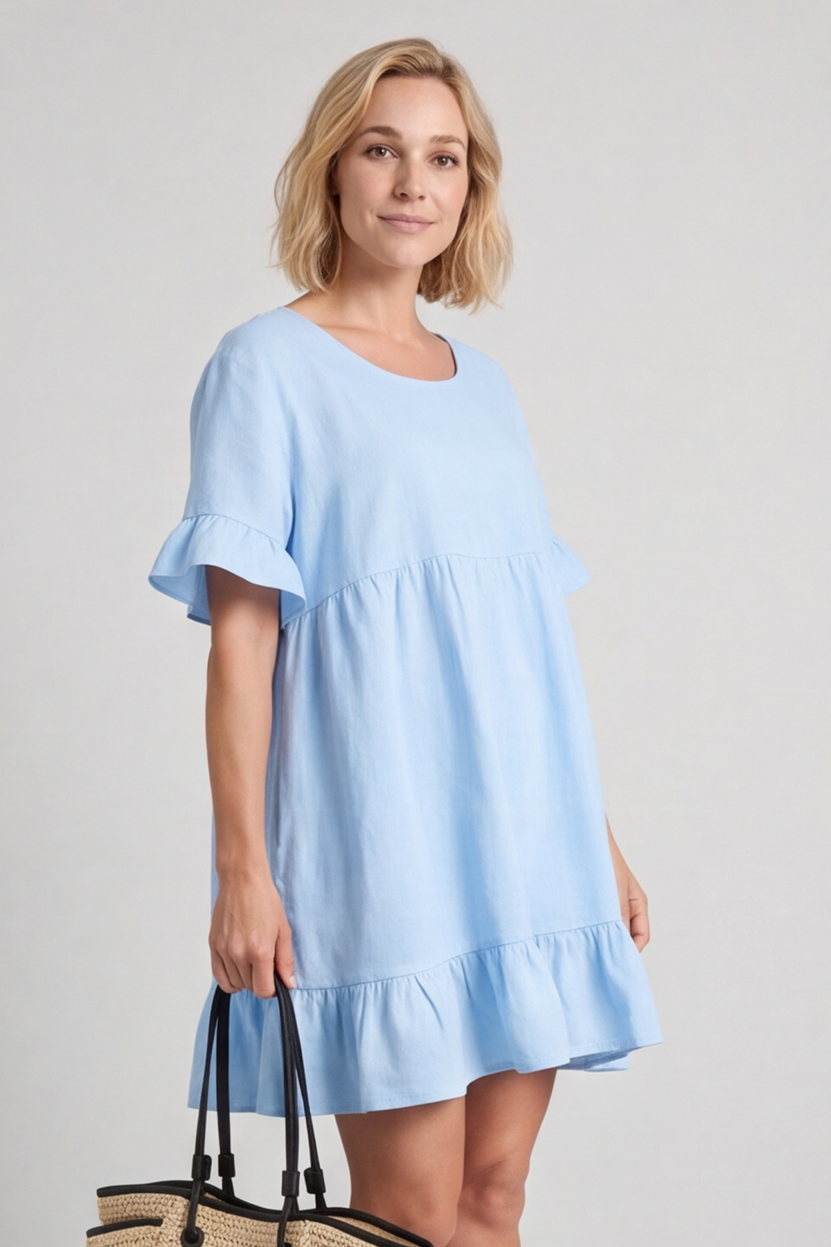 Pamber Linen Tunic Light Blue