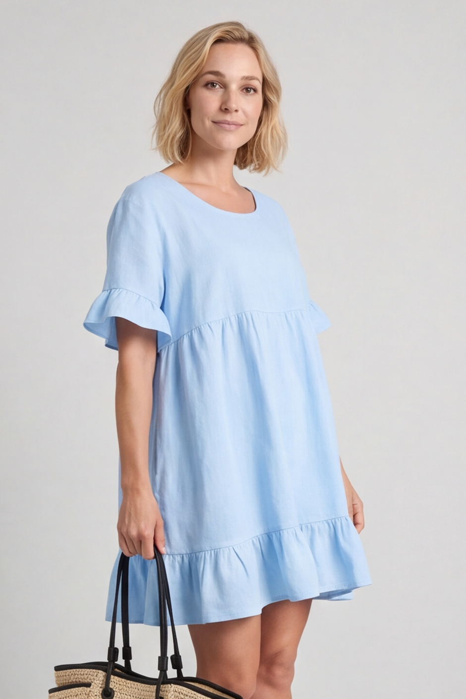 Pamber Linen Tunic Light Blue