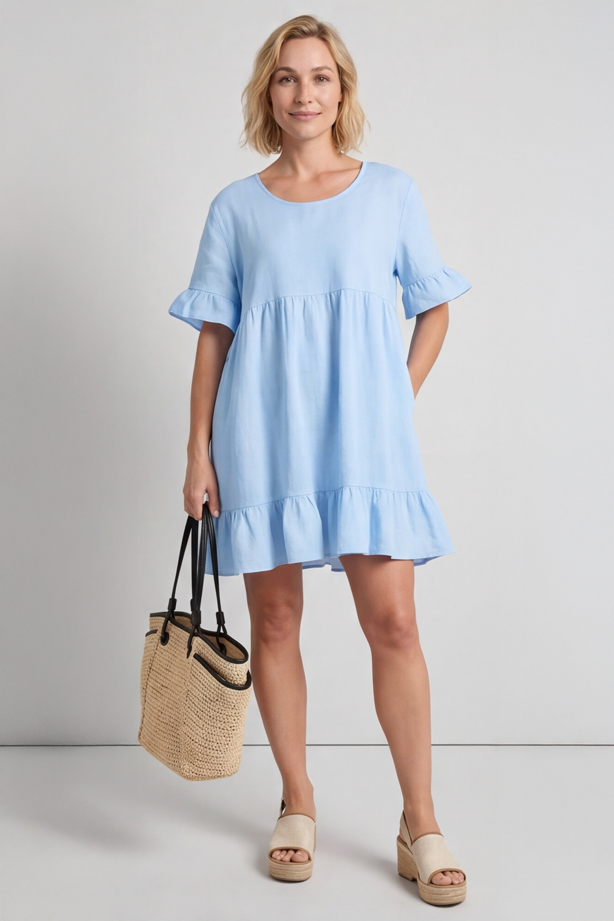Pamber Linen Tunic Light Blue