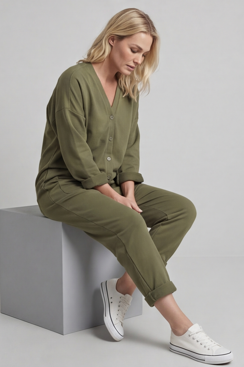 Paulton Jersey Boilersuit Khaki - Image 2