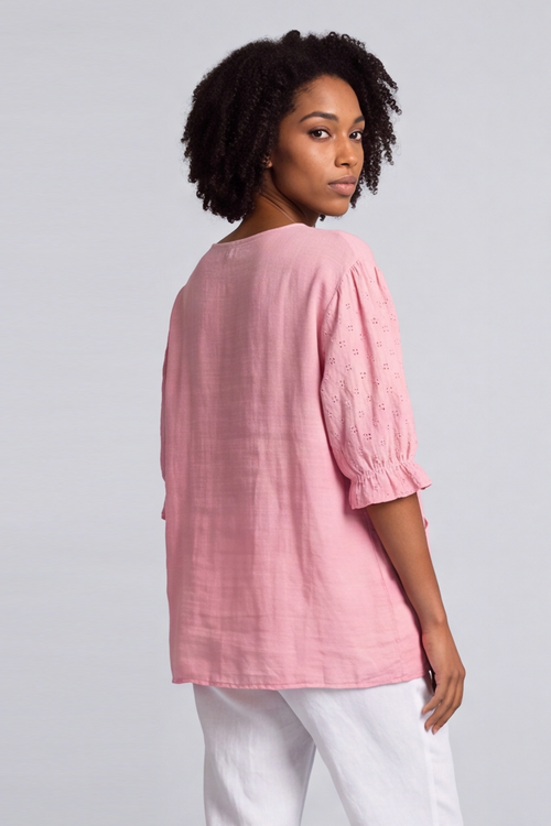 Ariana Cotton Tunic Top Baby Pink - Image 4