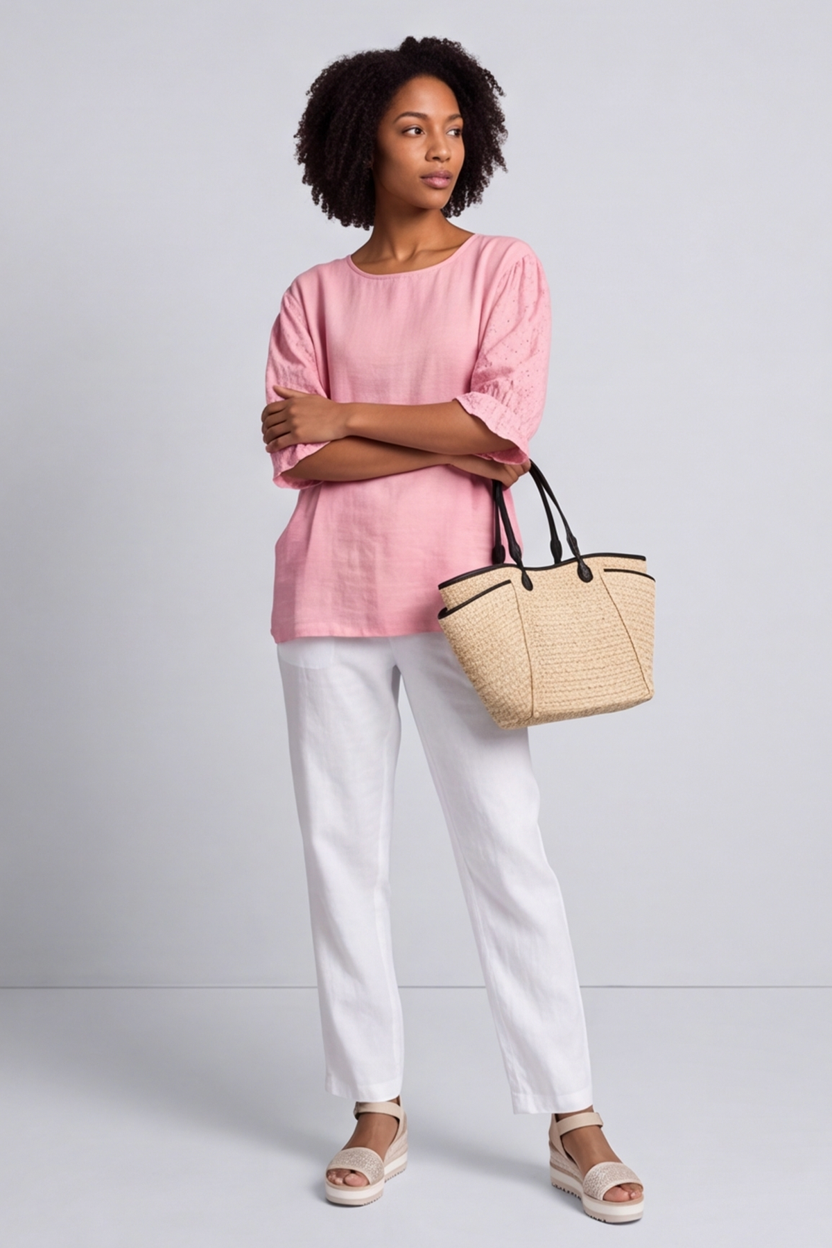 Ariana Cotton Tunic Top Baby Pink