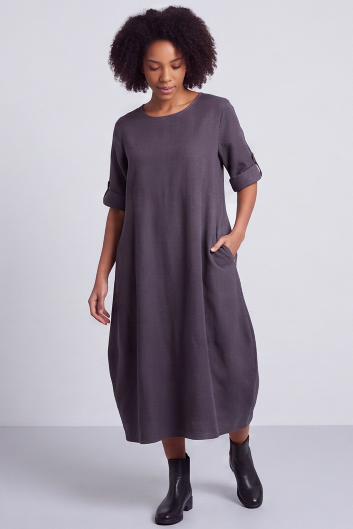 Penelope Pocket Needlecord Dress Cocoa