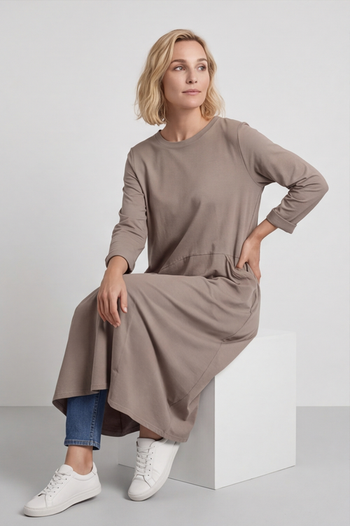 Penny Cotton Dress Mocha - Image 4