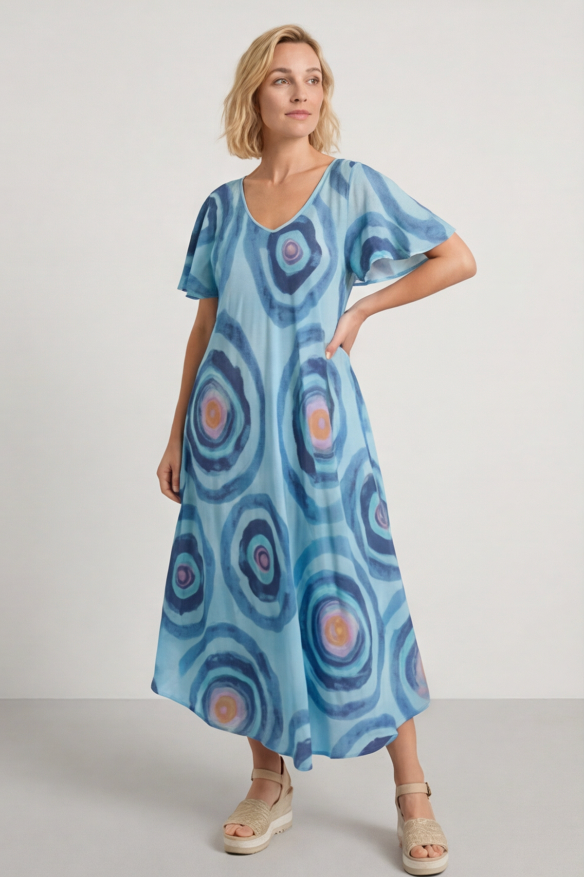 Philomena Circle Print Dress Blue