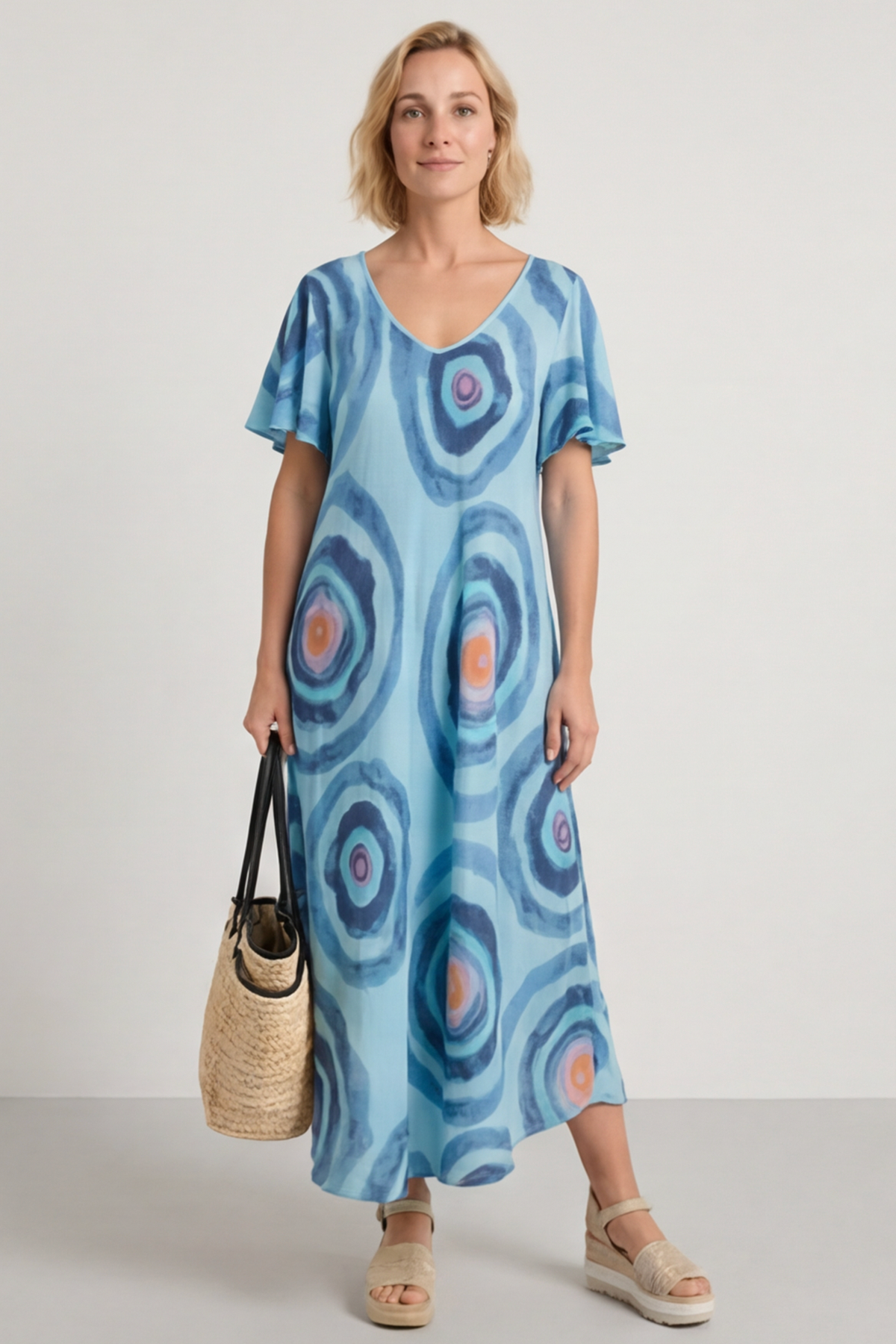 Philomena Circle Print Dress Blue