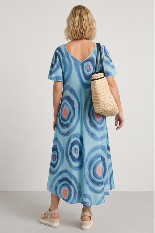 Philomena Circle Print Dress Blue - Image 4