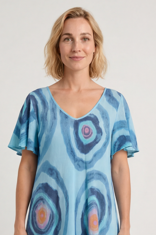 Philomena Circle Print Dress Blue - Image 5