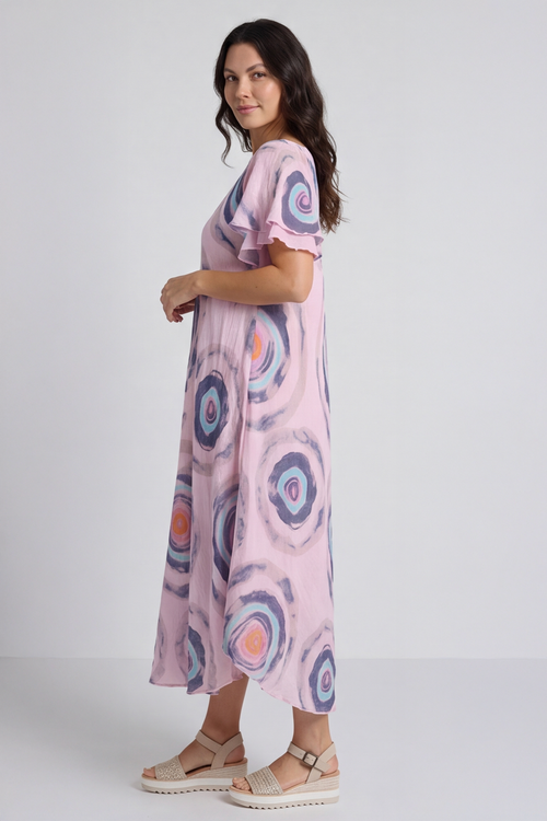 Philomena Circle Print Dress Pink - Image 4
