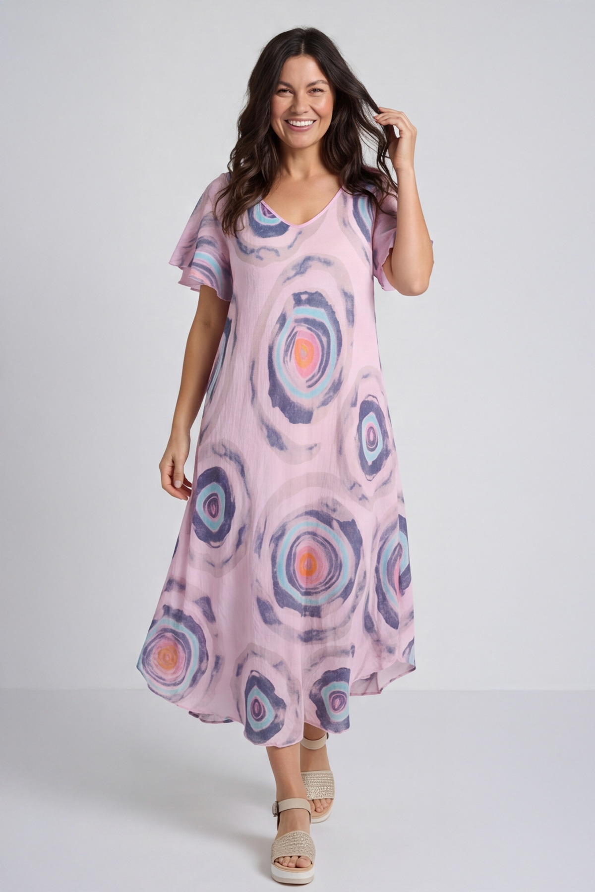Philomena Circle Print Dress Pink