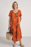 Philomena Circle Print Dress Orange